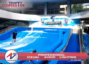 Flowrider 1 Utama increase the thrill of surfing with sound system by AVEM (weatherproof loudspeaker)